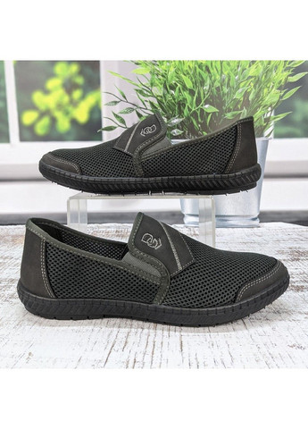 Серо-зеленые мокасины мужские текстильные сетка Dago