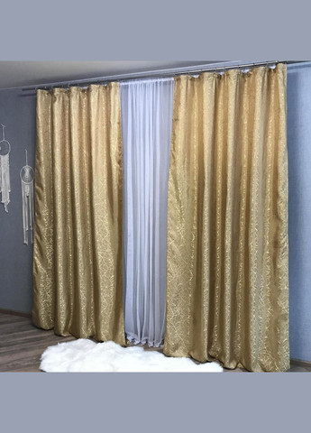 Однотонные мраморные шторы жаккард 2шт Золотистый 2x100x270 см (П1Е101108-4) No Brand (308754683)