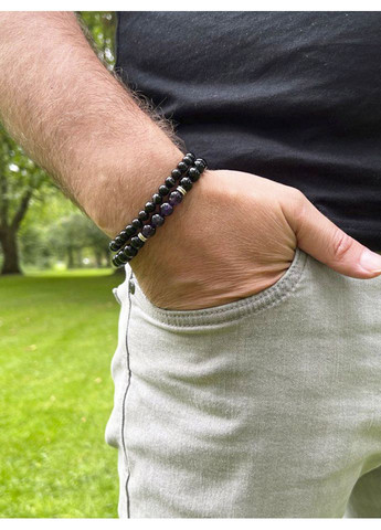 Сет браслетов для мужчин из агата, аметиста 4556 LeBijou (367579999)