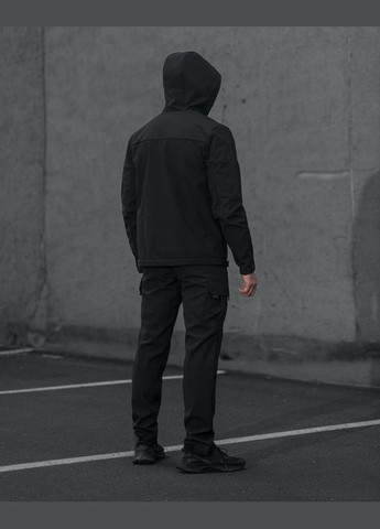 ТАКТИЧНИЙ КОМПЛЕКТ (Куртка Softshell Робокоп 2.0 чорний, брюки карго теплі Патрон 2.0 чорний) BEZET