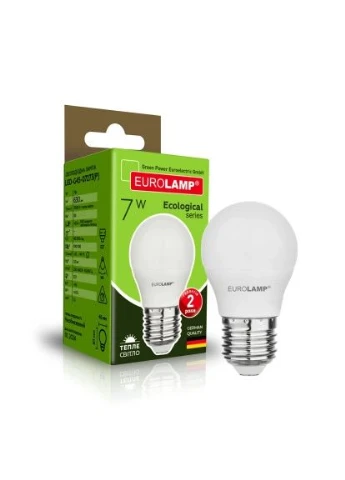 Лампочка LED ECO серия "P" G45 7W 630Lm E27 3000K (LED-G45-07273(P)) Eurolamp (396867899)