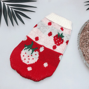 В'язаний акриловий светр для собак Pet Style "Червона полуниця" M No Brand - (323232662)