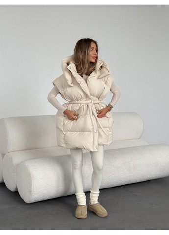 Молочна зимня жіноча куртка transformer подовжена з кишенями і капюшоном (mil589) milirud