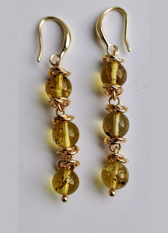 Сережки 2487 з натурального бурштину Медовий відтінок MINOV (311310484)