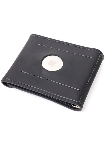 Компактний шкіряний затискач для грошей з утримувачем для Apple AirTag 11617 Чорний Grande Pelle (329150312)