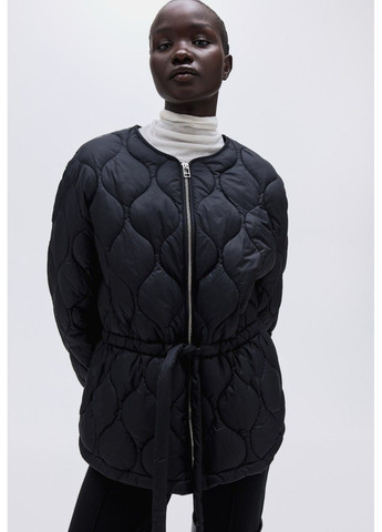 Черная демисезонная женская стеганная куртка н&м (58550) xs черная H&M