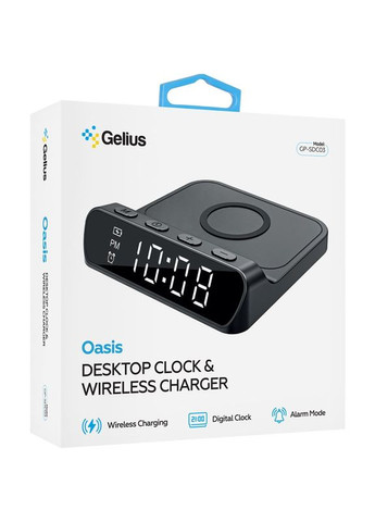 Настольные часы с беспроводной зарядкой Oasis GPSDC03 Black Gelius (316461387)