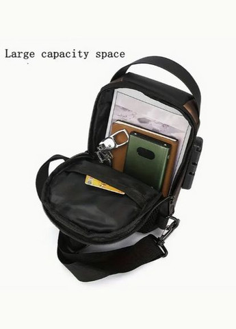 Водонепроникна чоловіча оксфордська сумка рюкзак через плече з текстурою та комбінаційним замком і USB FSN Сірий із золотим XJXN (317462582)