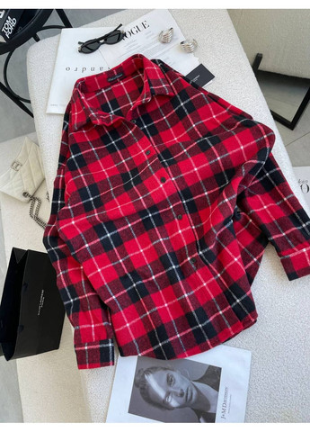 Красная кэжуал рубашка в клетку MonCher с длинным рукавом