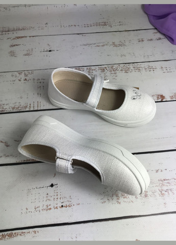 Белые тапочки детские текстильные для девочки белый (034) Waldi с вышивкой, с бисером