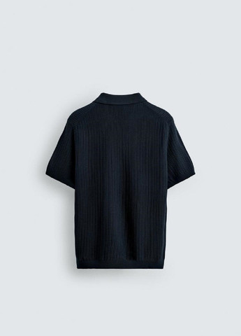 Темно-синяя футболка-поло для мужчин Zara однотонная