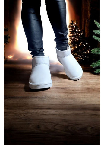 Женские короткие зимние угги белые кожаные тёплые угги белого цвета ITTS уггі (367377415)