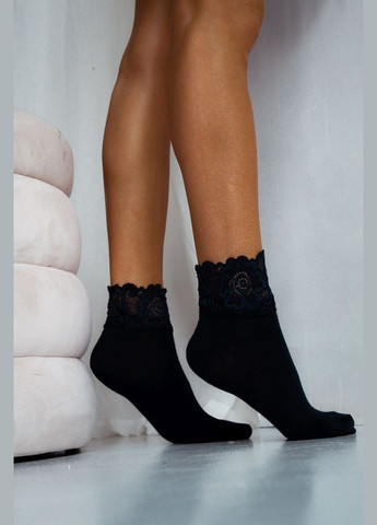 Чорні жіночі шкарпетки з кружевом Milena однотонні (317702629)