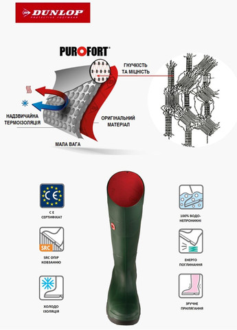 Чоботи гумові жіночі до -20°С FieldPRO р.36-39 зелені, SRC, Португалія, арт.FG60E33 Dunlop FieldPRO Purofort (322503354)