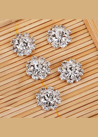 Декор стразовый Цветок, металлическая оправа, 10 мм, серебро No Brand (341731403)