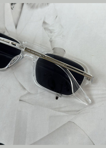 Солнцезащитные очки с двойной переносицей унисекс прозрачный с серым No Brand (290704856)