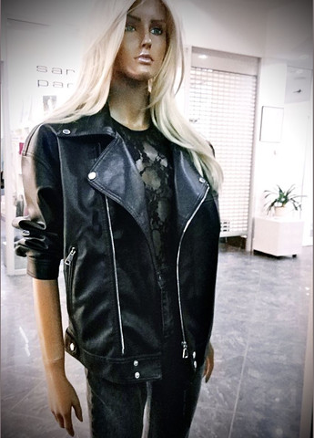 Черная демисезонная качественная куртка женская owersize косуха ZOLA