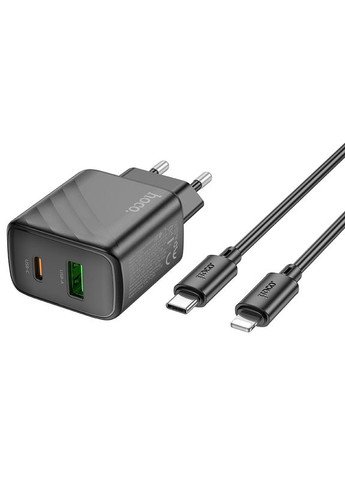 Мережевий Зарядний Пристрій CS23A 1USB/1USB-C PD/QC 30W+Type-C to Lightning Чорний Hoco (337993815)