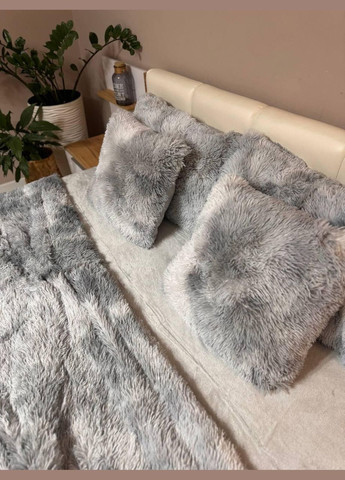 Постільна білизна плюшева тепла Полуторний Сірий П4К-velur-travka-002/2 (П4К-velur-travka-002/2) No Brand (308755350)