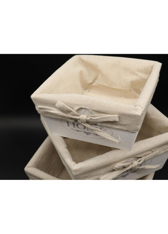 Дерев'яні ящики з тканиною. Колір білий. 22х22х11см HM furnitura (365248560)