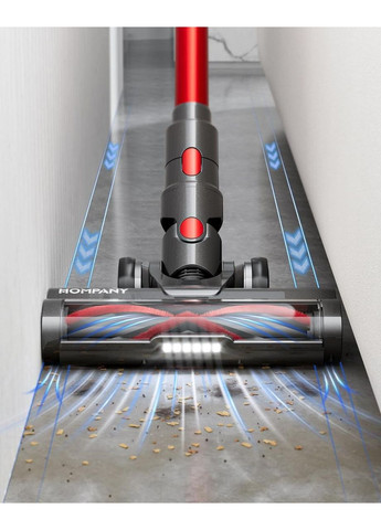 Вертикальний пилосос HOMPANY SmartVac 13 червоний бездротовий для дому No Brand (317405792)
