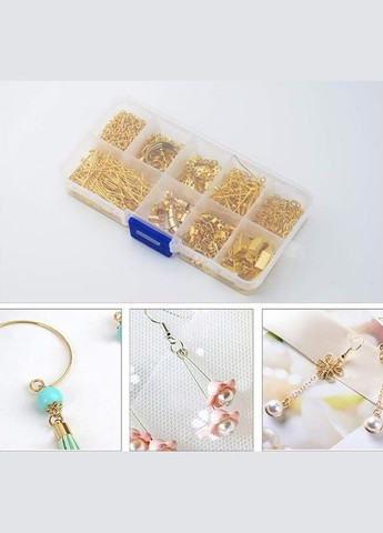 Набір фурнітури для створення біжутерії колір золото швензи, затискачі, кільця, карабіни, гвинти, піни No Brand (322287361)