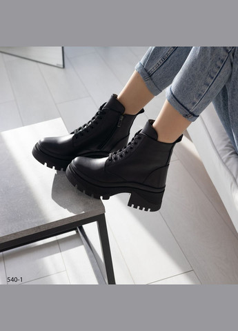 Комбинированные демисезонные женские кожаные ботинки No Brand