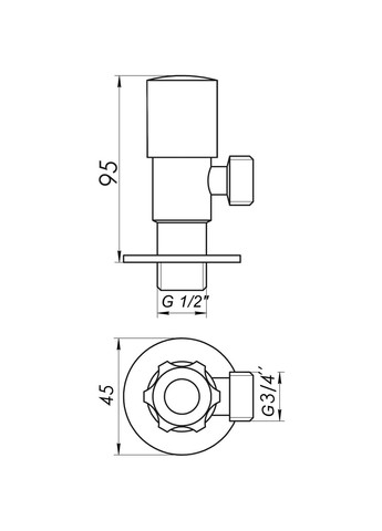 Кран угловой керамика PROFESSIONAL EXCLUSIVE 1/2”X3/4” 898 CHROME (1шт.) Solomon (335425982)