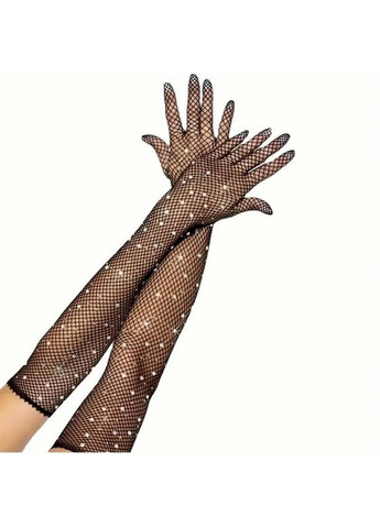 Перчатки в сеточку длинные со стразами черные (30к039) No Brand (371915050)