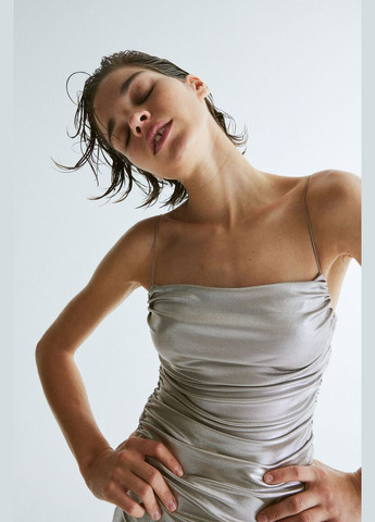 Сіра сукня з металевого джерсі -s H&M однотонна