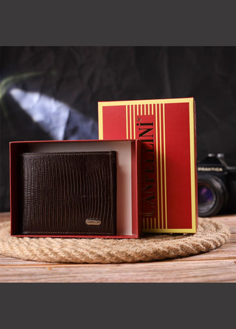 Лакований гаманець для чоловіків у два складення з натуральної фактурної шкіри 21585 Canpellini (331908158)