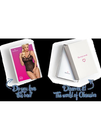 Кружевное боди с доступом 818-TED-1 teddy, черное Obsessive (297529278)