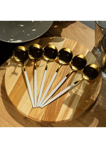 Набір столових ложок 6 штук ложки столові з нержавійки 21 см Білий із золотом HP-20-8 Jooki (358705612)