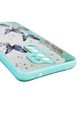 Чохол для Redmi Note 8 Pro з блискітками з метеликами на сяомі редмі нот 8 про бірюзовий Xiaomi (366389890)