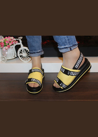 Босоніжки жіночі жовті на танкетці VIKA Босоніжки жіночі літні (334728689)