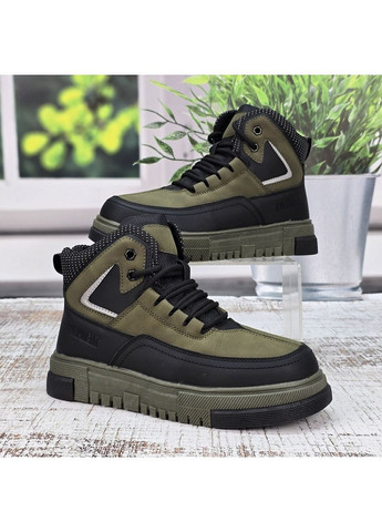 Черевики зимові підліткові для хлопчика хакі з чорним Paliament (369445239)