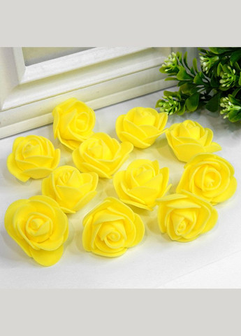 Искусственная Розочка (головка), фоамиран, 3 см, желтая No Brand (340482958)