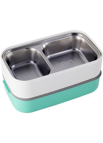 Ланч-бокс Snack 1400мл, дворівневий з приборами, бірюзовий Kamille (330019484)