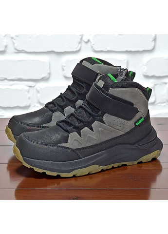 Утеплені демісезоні підліткові черевики хайтопи на липучці для хлопчика підлітка на флісі Клібі Clibee (362200604)