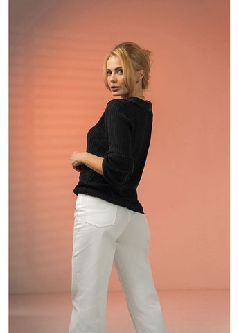 Черная женская футболка-поло ажур 2717 белый Triko Bakh