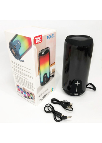 Bluetooth-колонка TG651 с RGB ПОДСВЕТКОЙ, аккумуляторная колонка для музыки, для вечеринки. Цвет: черный T&G (365731647)
