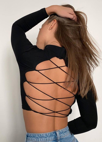 Приталений топ з довгими рукавами та шнурівкою на спині Tik-Tak (322672009)