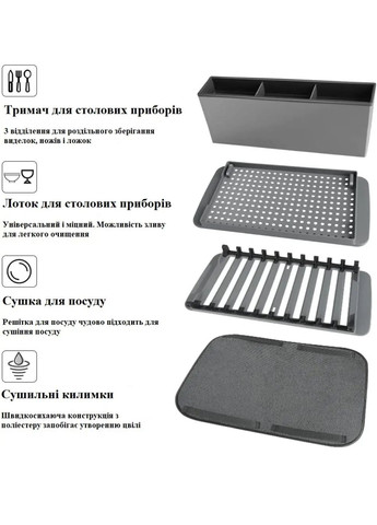 Настільна сушарка для посуду з піддоном і килимком із мікрофібри No Brand (354805272)