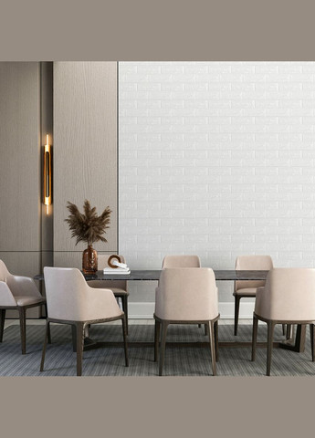 3D панель самоклеюча цегла Білий Матовий 700х770х5мм (001-5M) SW-00000587 Sticker Wall (298284114)