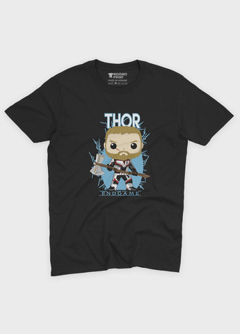 Чорна демісезонна футболка для хлопчика з принтом супергероя - тор (ts001-1-bl-006-024-004-b) Modno