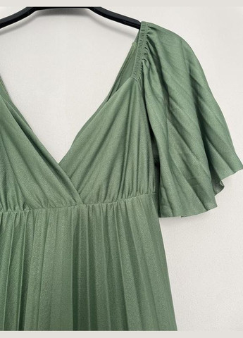 Зеленое платье макси плиссированное Asos