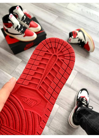 КРОСІВКИ ЖІНОЧІ NIKE AIR JORDAN TRAVIS SCOTT + CACTUS JACK WHITE RED НАЙК АІР ДЖОРДАН No Brand білі демісезони (367169858)