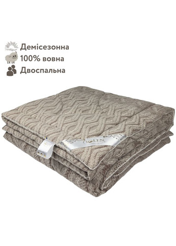 Одеяло из овечьей шерсти демисезонное двуспальное 160х215 во фланеле (16021551F) Iglen (282313266)