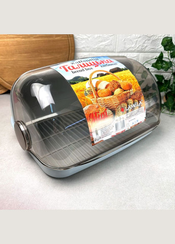 Пластикова хлібниця з відкидною кришкою "Галицька-міді" світло-сіра Lamela (303721791)