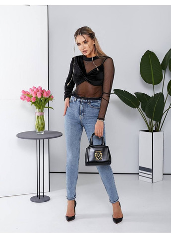 Базовий лонгслів із велюру та сітки — ЗАМІР В ОПИСІ DK/DL Мода без кордонів (369899573)